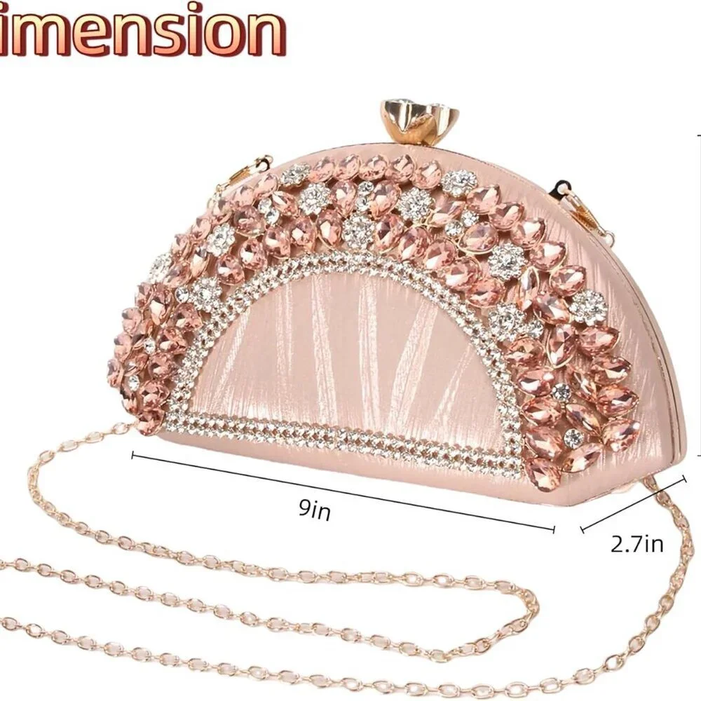 Rhinestone Clutch Purse Women Elegant Evening Bag Crossbody Wedding Party